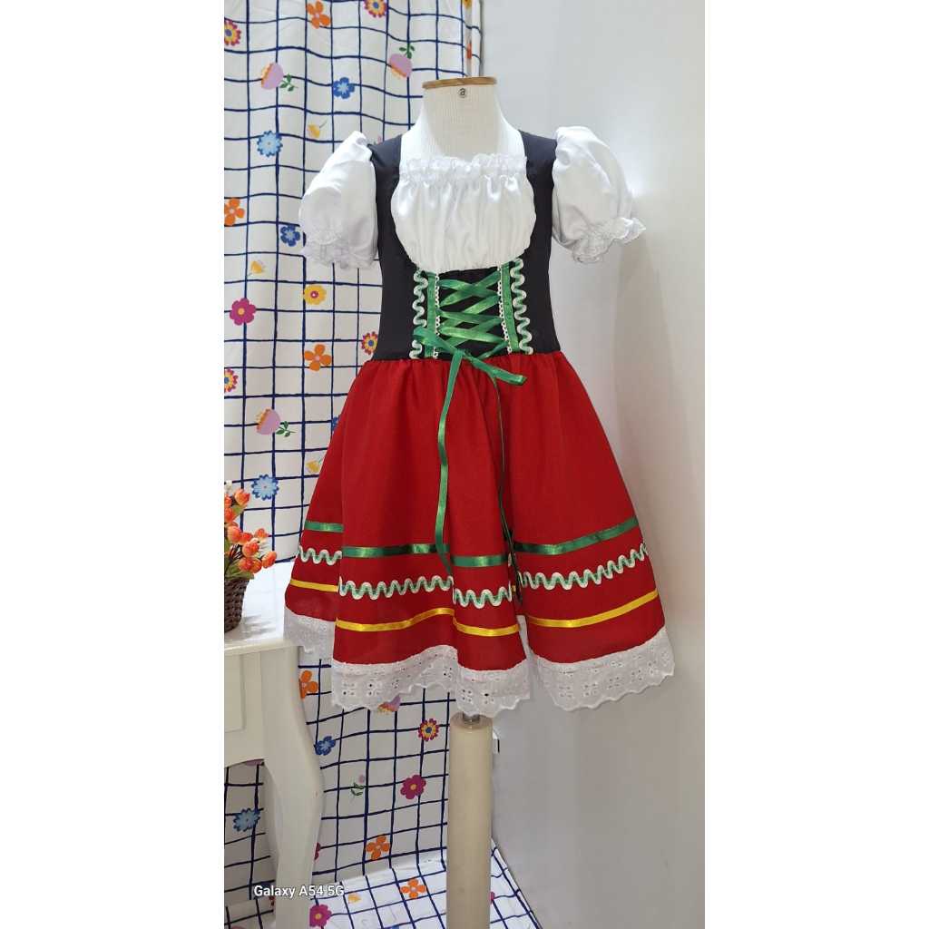 vestido oktoberfest/italiana/germânica/vermelho