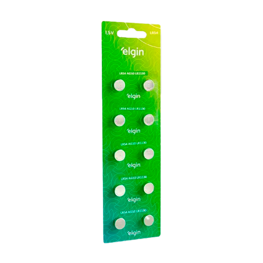 10 Pilhas Baterias Lr1130 Lr54 Ag10 Alcalina Elgin