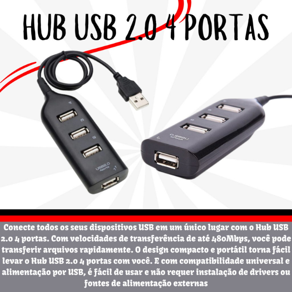 Adaptador Hub 4 Portas Usb 2.0