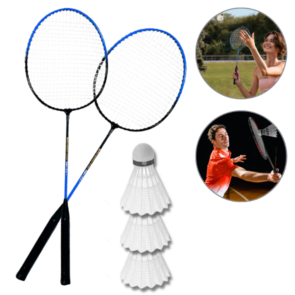 Jogo Com 2 Raquetes + 3 Petecas Com Bolsa Com Zíper Kit Completo Diversão Kit Badminton