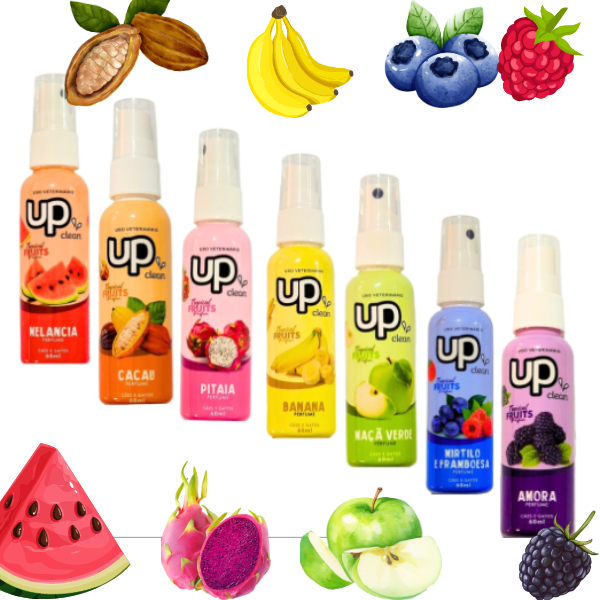 Perfume Up Clean Tropical Fruits Cãe Gatos Pós Banho e Tosa 60ml Super Cheiroso Cachorro Gato Pet