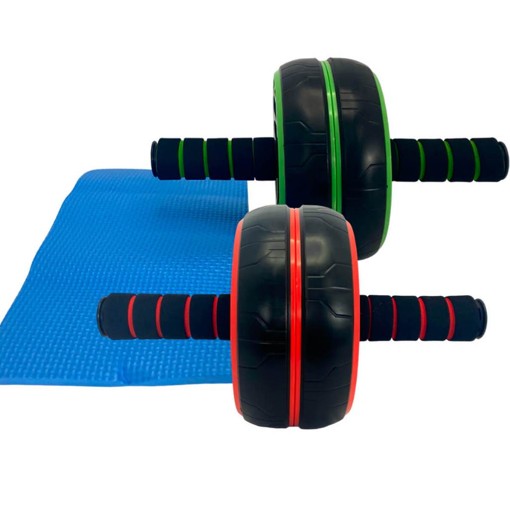 Roda Exercícios Abdominal Funcional Rolo Fitness e Tapetinho Aiker Modelo AD-051