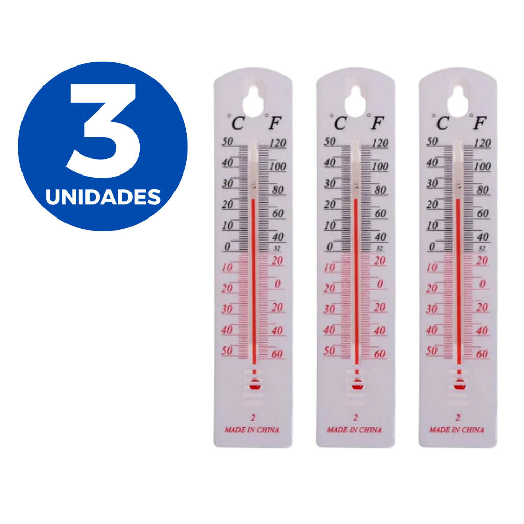 Kit com 3 Unidades Termômetro Para Ambientes Interno Externos Casa Sauna Academia Banheiros ParedePlástico Graus Celsius