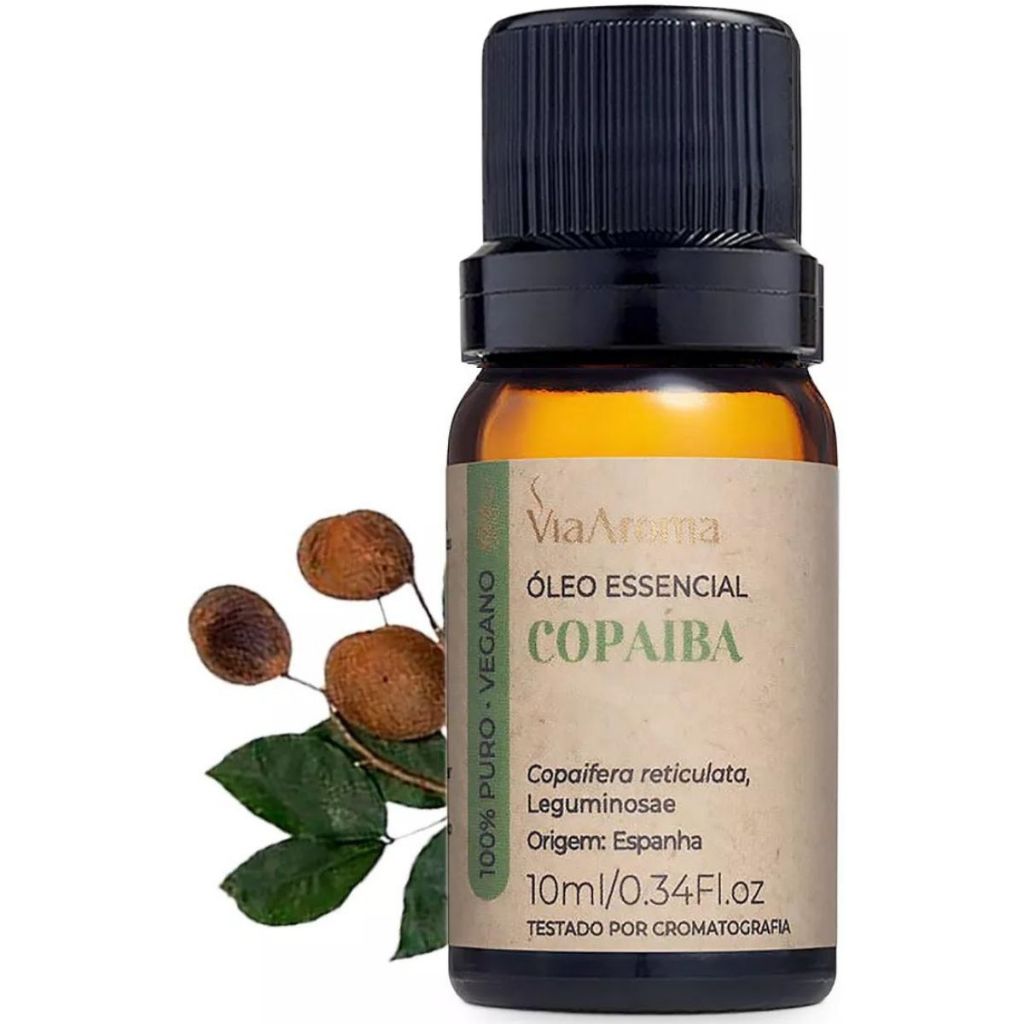Óleo Essencial Copaíba 100% Puro Vegano 10ml - Via Aroma