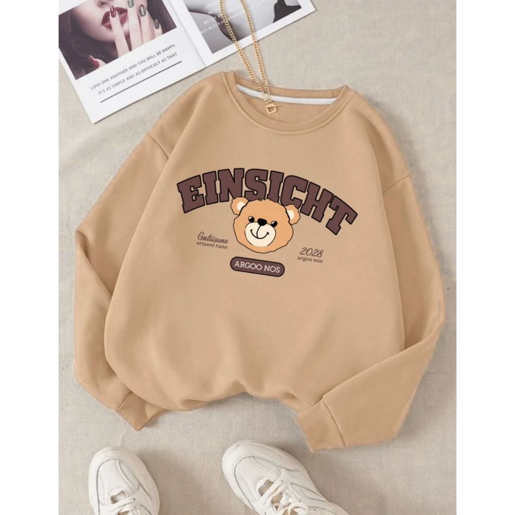 Moletom Careca Urso Einsicht Gola Redonda Casaco Masculino Feminino Flanelado Inverno Blusa Frio