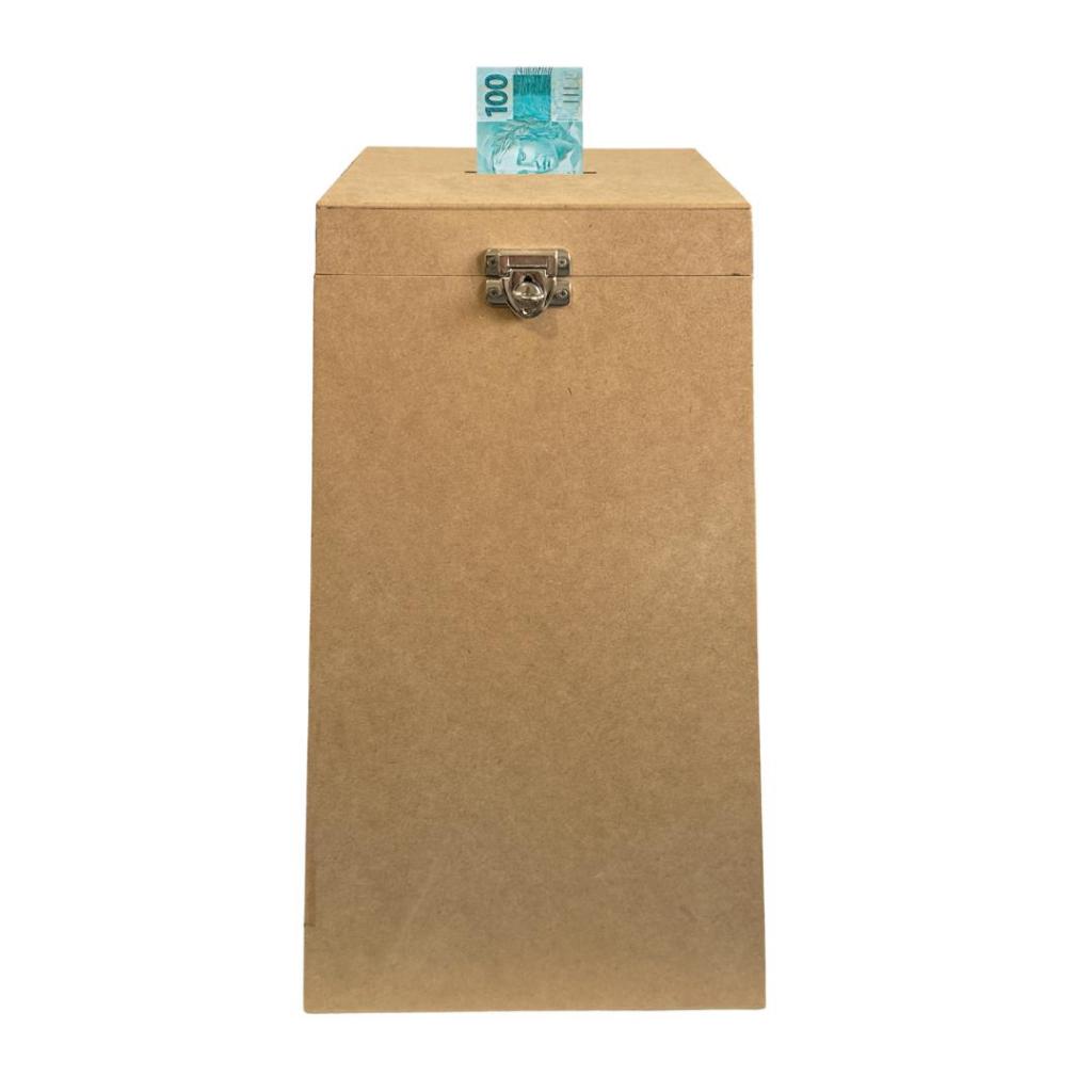 Caixa Urna Cofre 26x26x45 C/ Fecho Cadeado P/ Sorteios Sugestões Cédulas