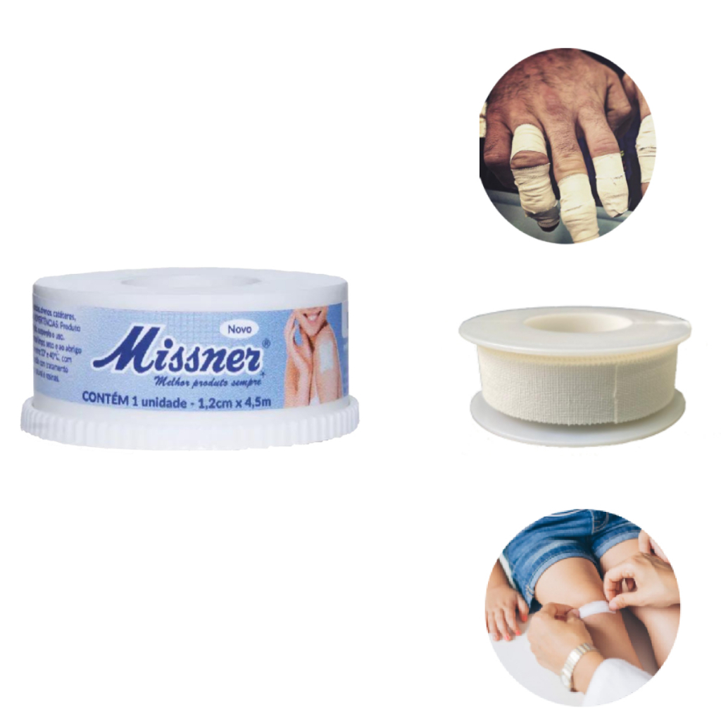 Kit 7 Esparadrapo 1,2 CM X 4,5 M Impermeável Para Curativos  Missner