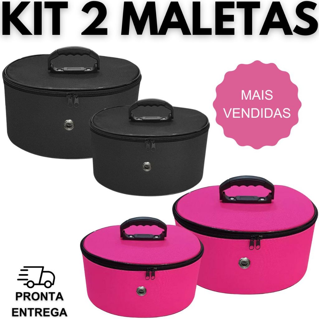 Kit 02 Maleta Frasqueira Necessaire Bolsa de Mão Para Viagem Maquiagem Esmaltes