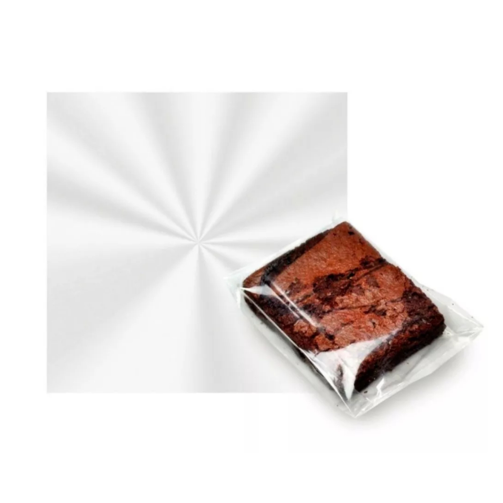 Kit 100 unid - Folha Celofane Cristal 20x20 Transparente Brownie Bala Baiana Bem Casado
