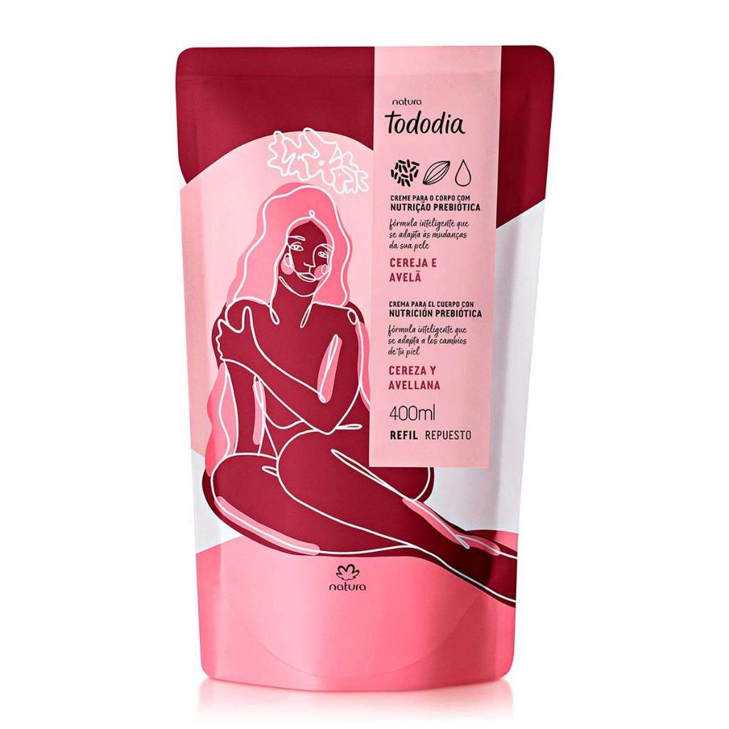 Refil Creme Desodorante Nutritivo Para o Corpo Tododia Cereja e Avelã - 400 ml