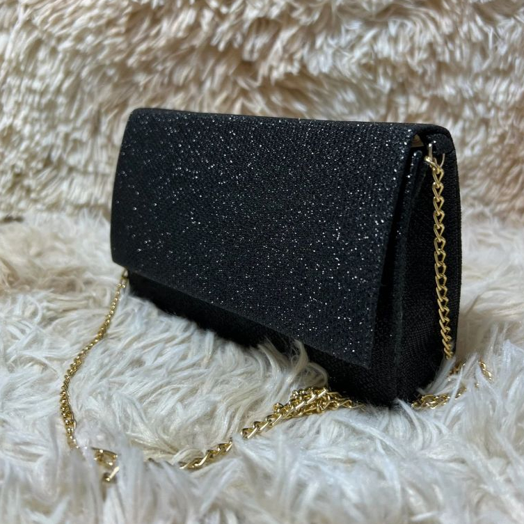 Bolsinha baladinha porta celular glitter com corrente