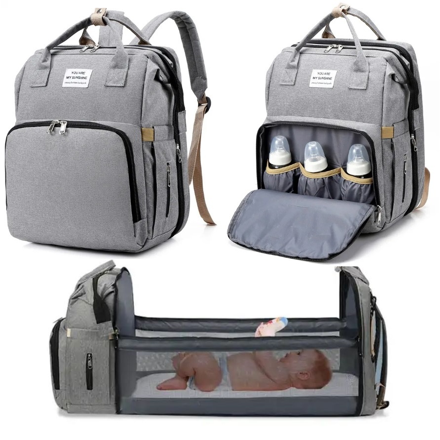 Mochila Bolsa Maternidade Térmica Que Vira Berço Multi R33