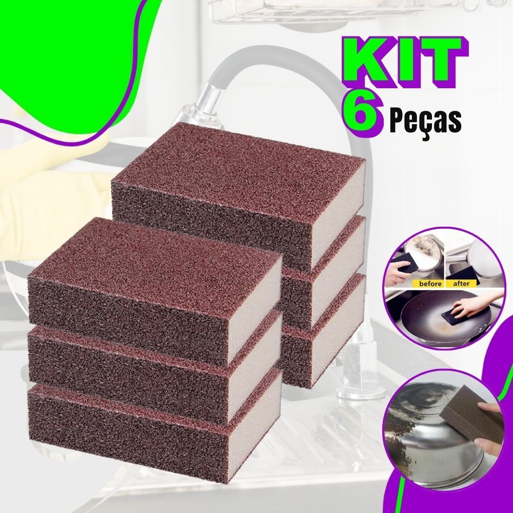 Kit 6 Esponjas Mágicas Multiuso – Forno, Inox, Panelas e Ferrugem