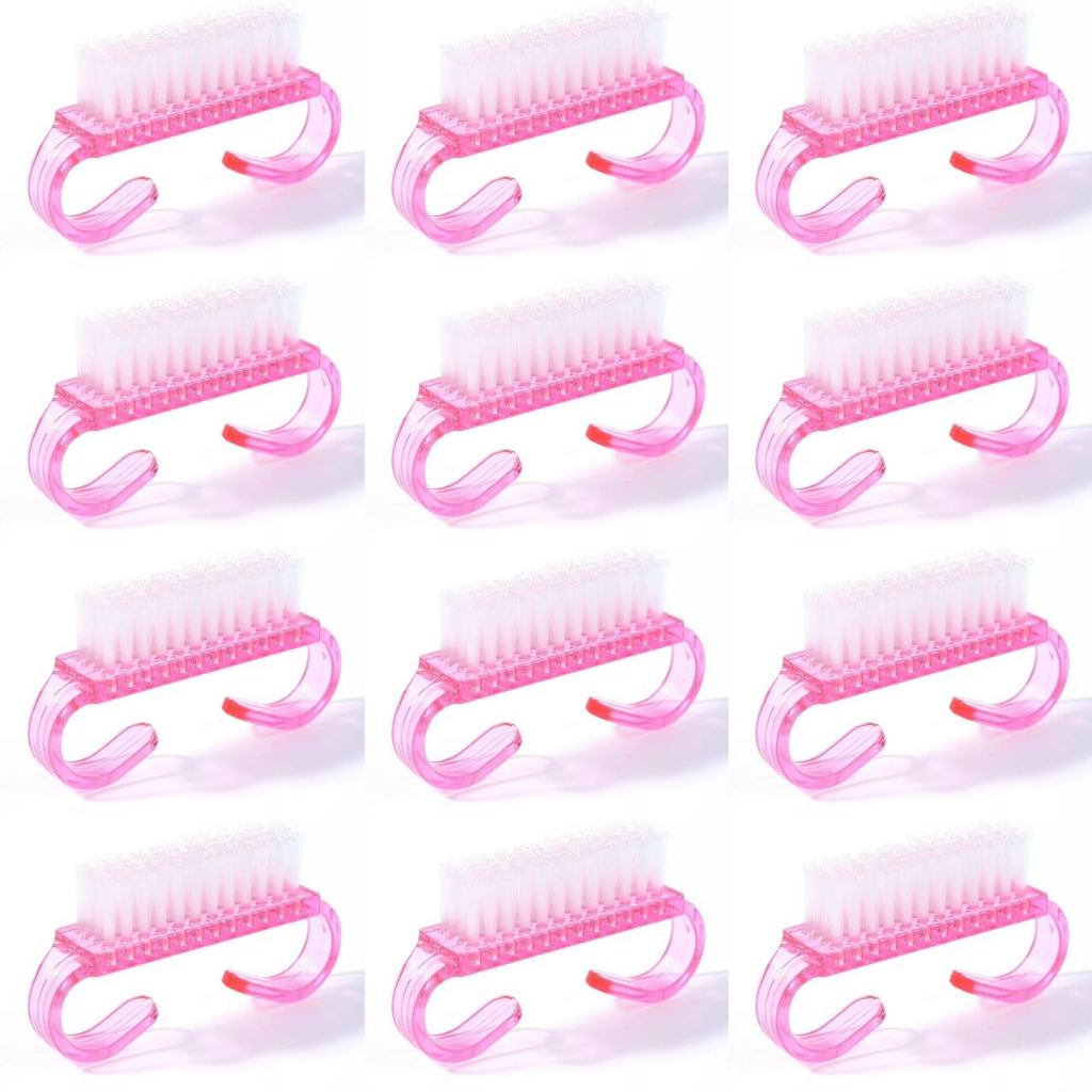 Kit 12 Escovinha de Unhas de Plástico com cerdas de NYLON e cabo anatômico deslizante