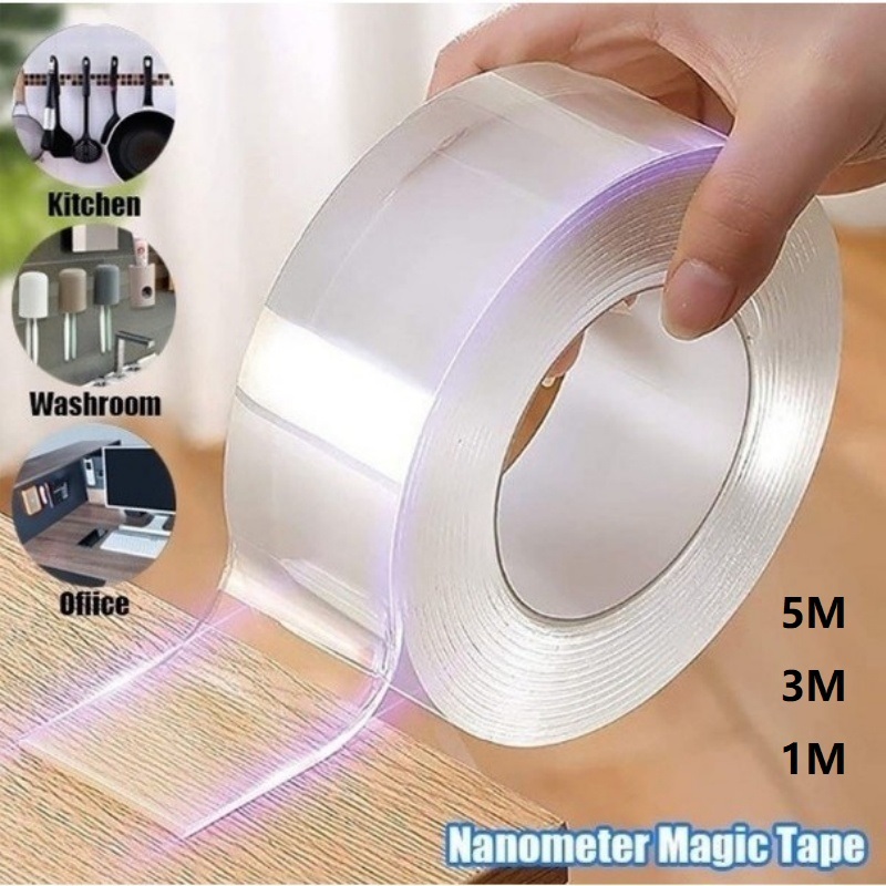 Fita 5M Dupla Face Extra Forte Transparente NanoGel Silicone Adesiva Cola na Parede Móvel