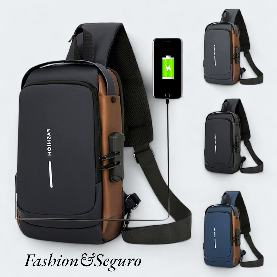 Bolsa De Peito Masculina À Prova D'água De Grande Capacidade Com Carregamento USB