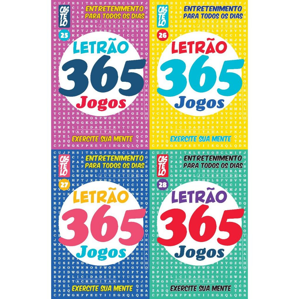 kit 4 livro de  Passatempo Tempo Caça Palavra 365 atividades edição 25-26-27-28