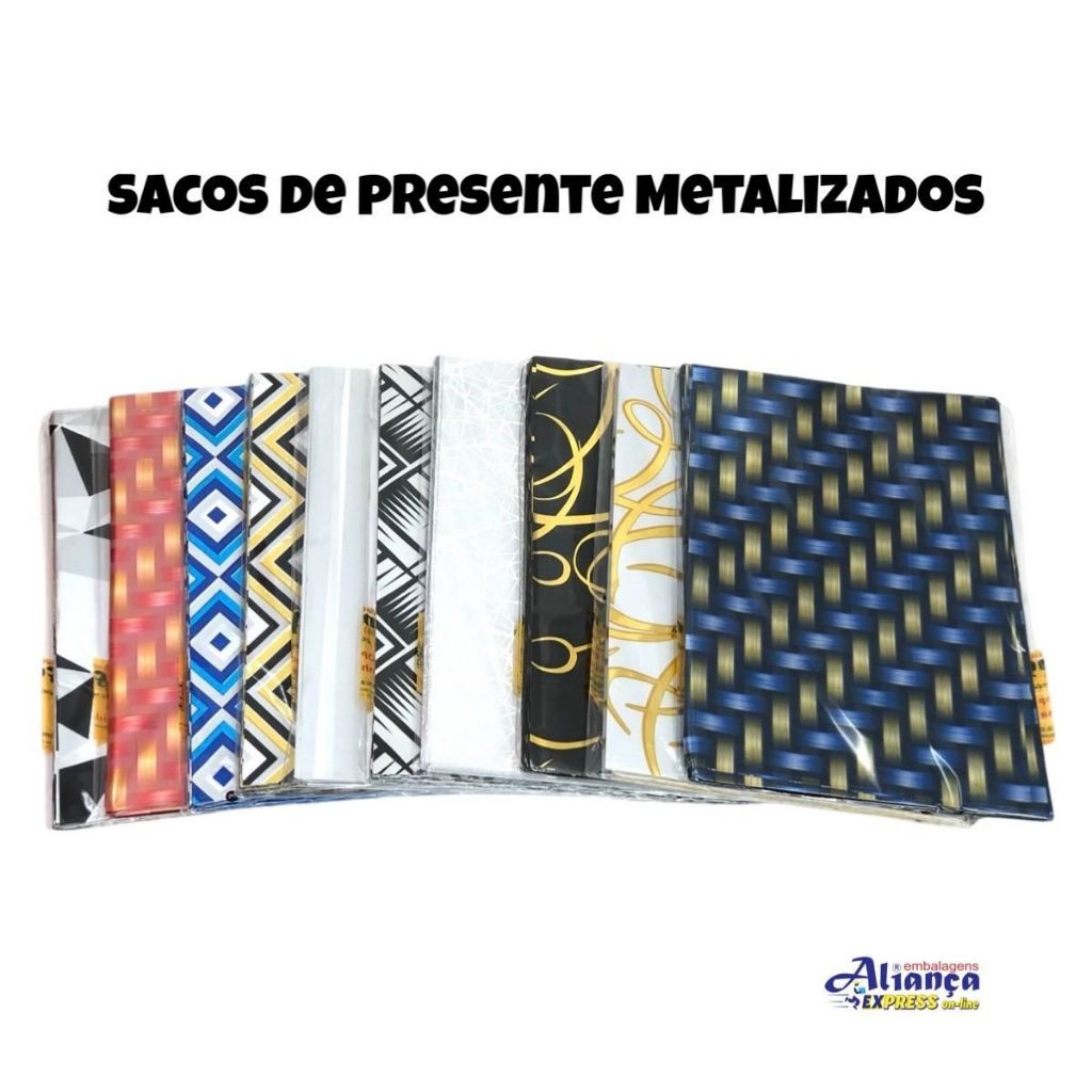 50 Sacos de presente 45x59cm em BOPP Metalizados