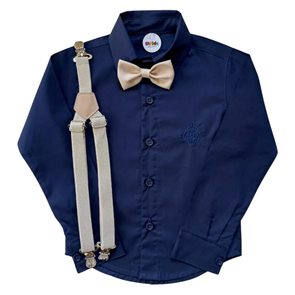 Kit Camisa Social Com Suspensório E Gravata Infantil Menino