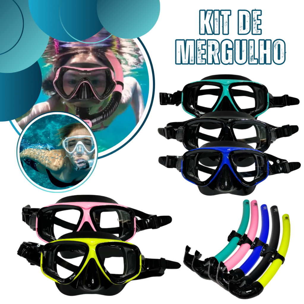 Kit Mergulho Snorkel Tubo Respirador Supernova Dry Silicone E Máscara De Mergulho Profissional