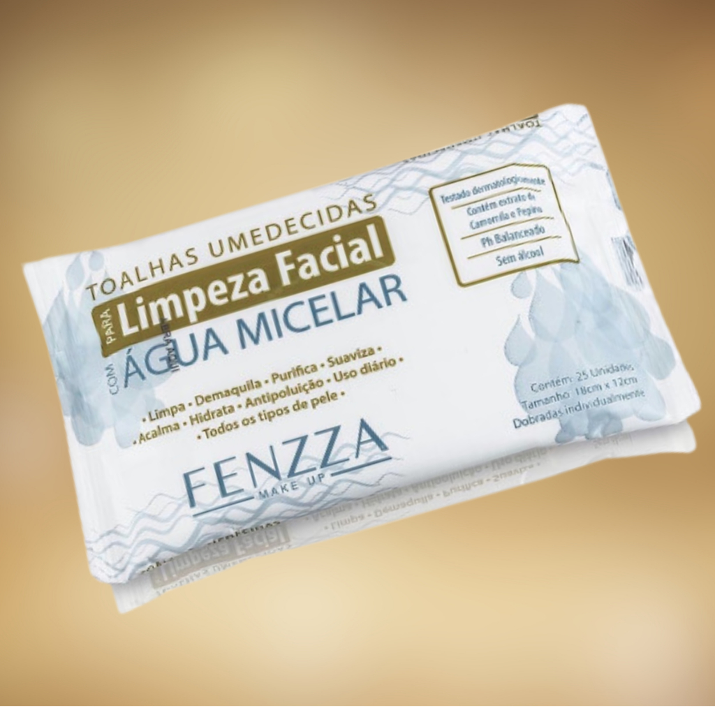 Lenço Umedecido Demaquilante de Maquiagem Toalha Limpeza Facial Água Micelar Fenzza