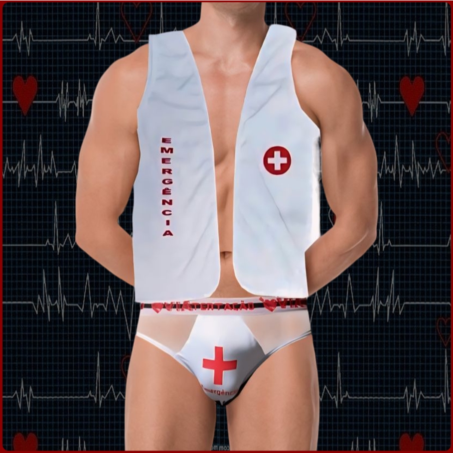 Fantasia Masculina Enfermeiro Sexy Sensual Cueca Enfermeiro