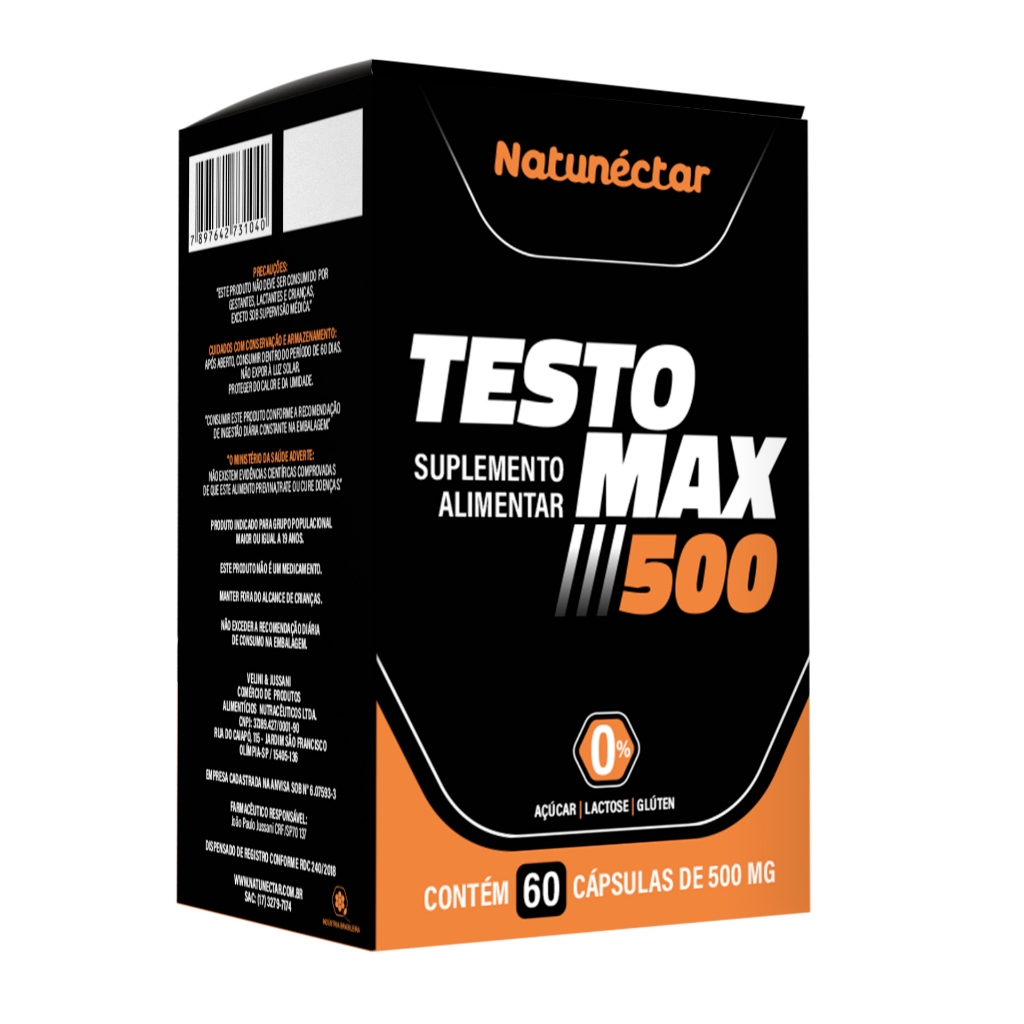 TestoMax 500mg 60 Cápsulas - Natunéctar