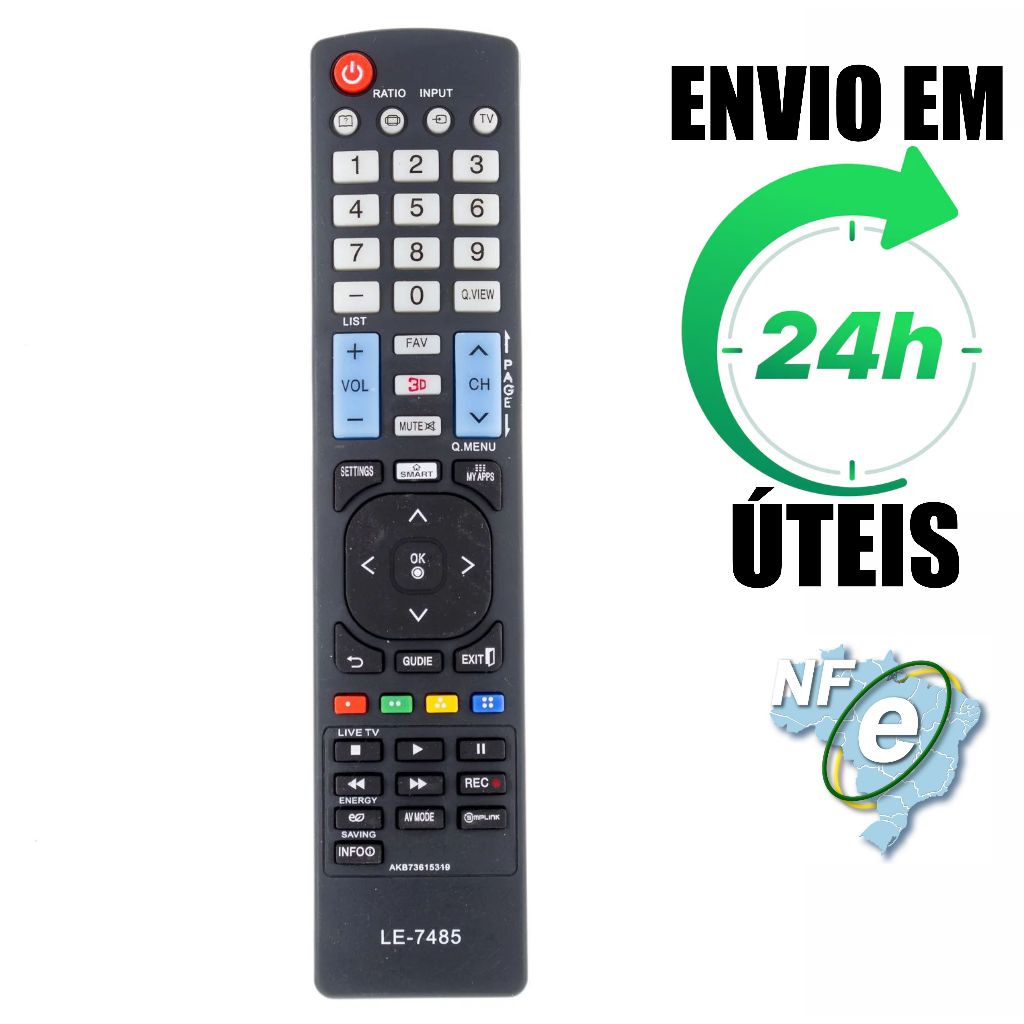 Controle Remoto Tv Compatível Com LG Lcd Led 3d Smart  AKB73615319 Le7485