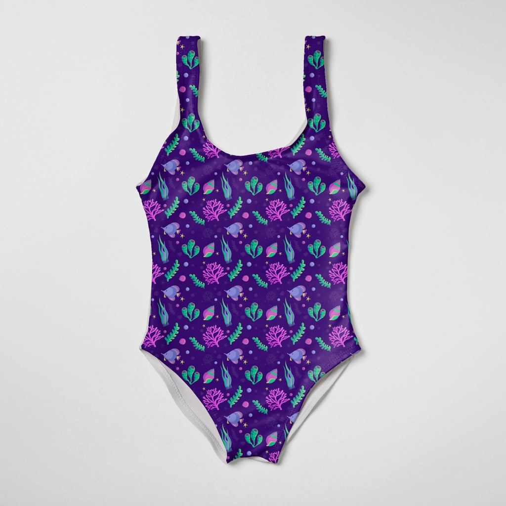 Maiô Infantil Feminino Moda Praia Natação Estampa Mar Oceano