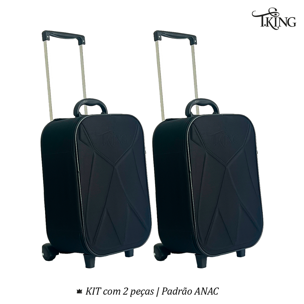 Mala de Viagem 10kg Padrão KIT com 2 Peças Resistente Promoção ANAC Rodinhas - T.King