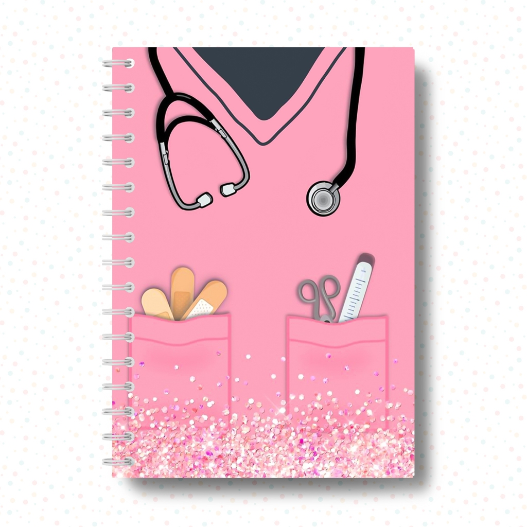 Manual De Bolso Curso Estágio Técnico Enfermeira Capa Jaleco Rosa Caderneta Prática Guia de Consulta