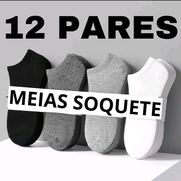 Kit 12 ou 6 Pares Meias Soquete curta Algodão