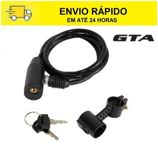 Cadeado Bike Anti Furto Bicicleta GTA 6mm X 1mt Com Chave e Suporte