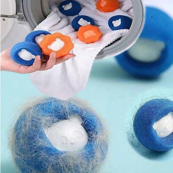 Conjunto 4 Bolas Panda 6Cm Para Maquina De Lavar Roupa De Maneira Fácil E Prática Tira Pelos