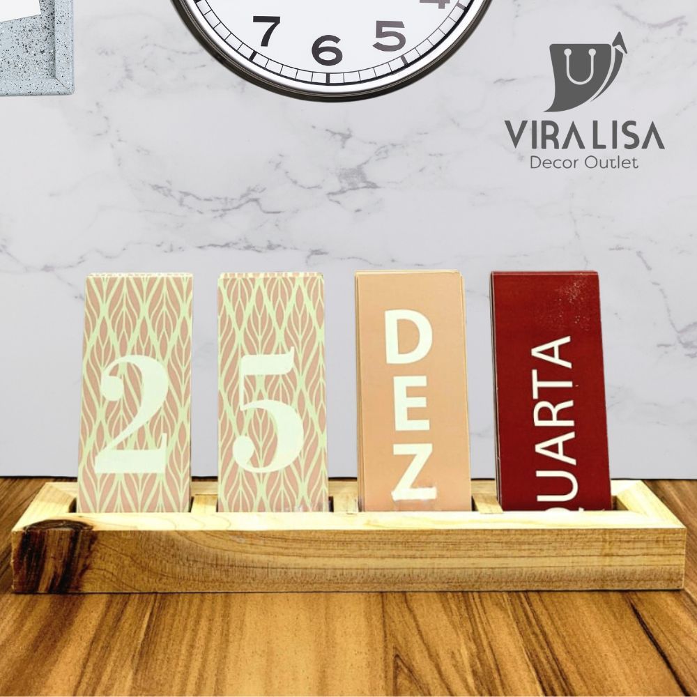 Calendário de Mesa Decorativo com Plaquinhas para Mesa Escritório Decoração Casa