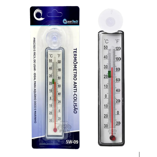 Ocean Tech Termômetro com Ventosa para Aquário – Anti-Colisão, 14cm