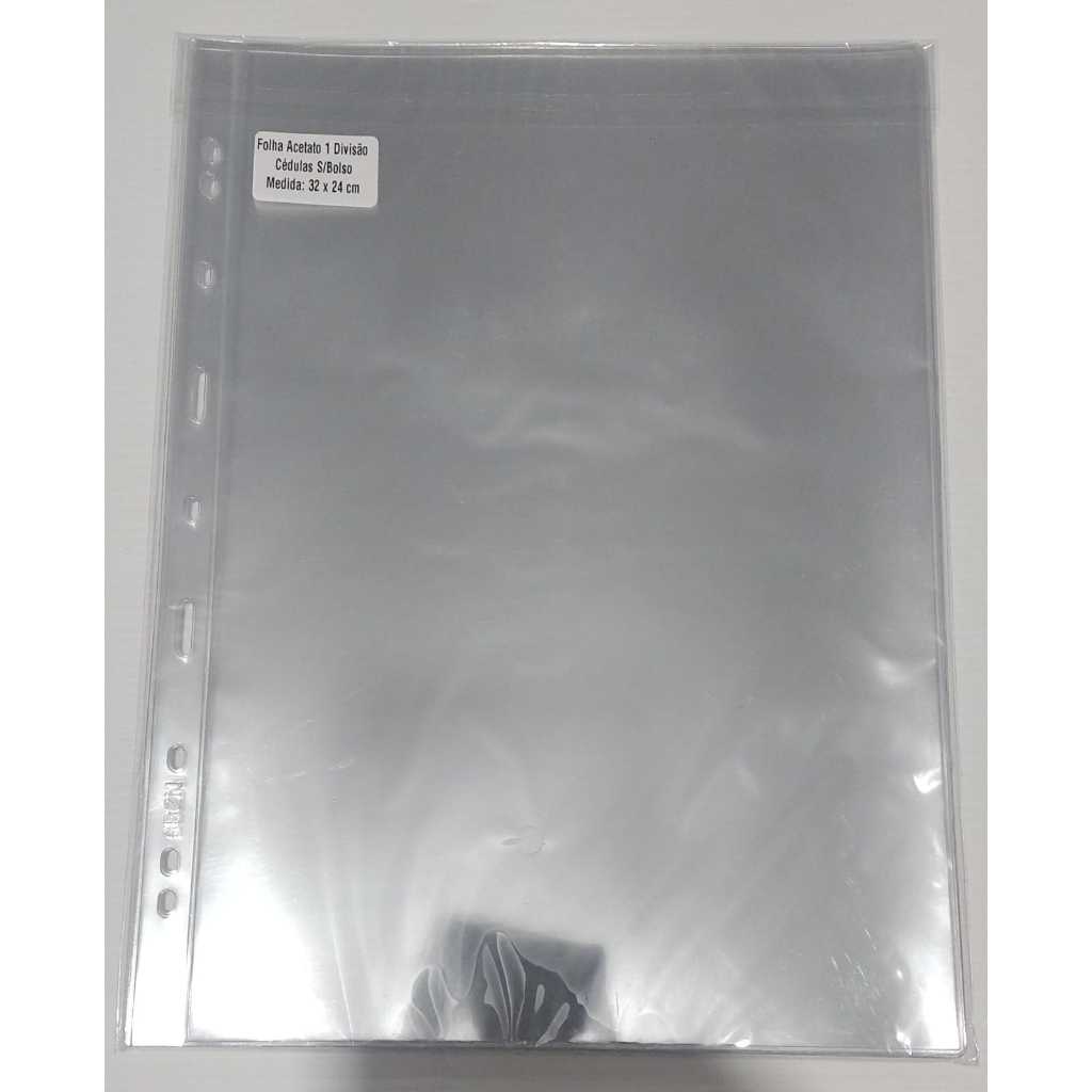 10 FOLHAS CRISTAL DE 1 ESPAÇO 24 X 32CM PRA CÉDULA E SELO