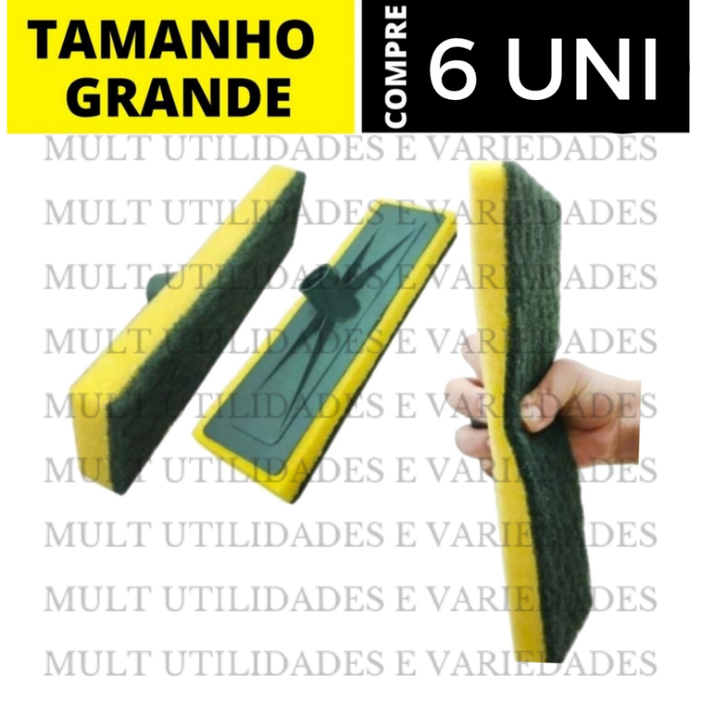 Kit 6 Rodo LIMPA PISO abrasivo lava azulejo esponja esfregao  limpeza pesada esfregões manual mop sem cabo PROMOÇÃOO