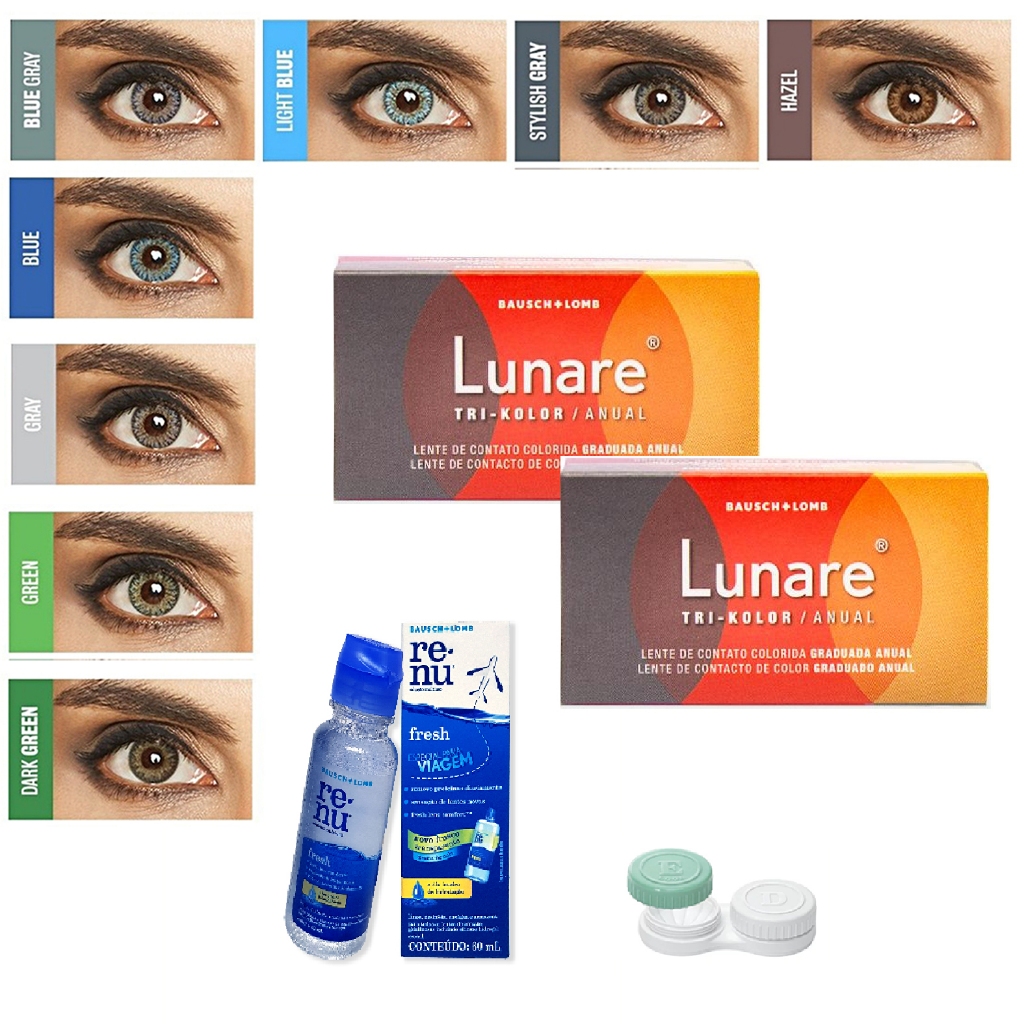 Lente De Contato Colorida Lunare Anual Bausch Lomb - Com Grau - POSITIVA HIPERMETROPIA
