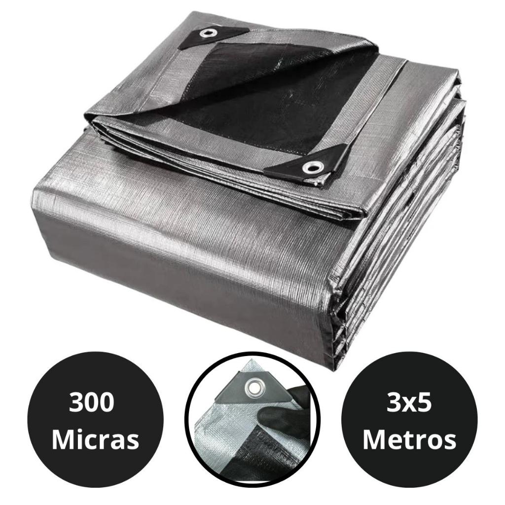 Lona 3x5 Blackout Cinza Preta Impermeável 300 Micras Grossa 190g/m2 TNT