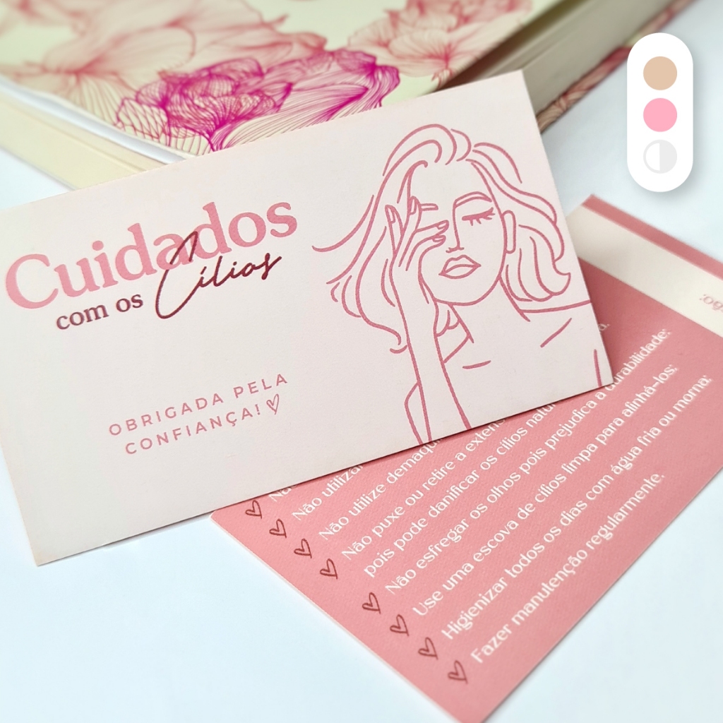 Kit Cartão cuidados extensão de cílios alongamento