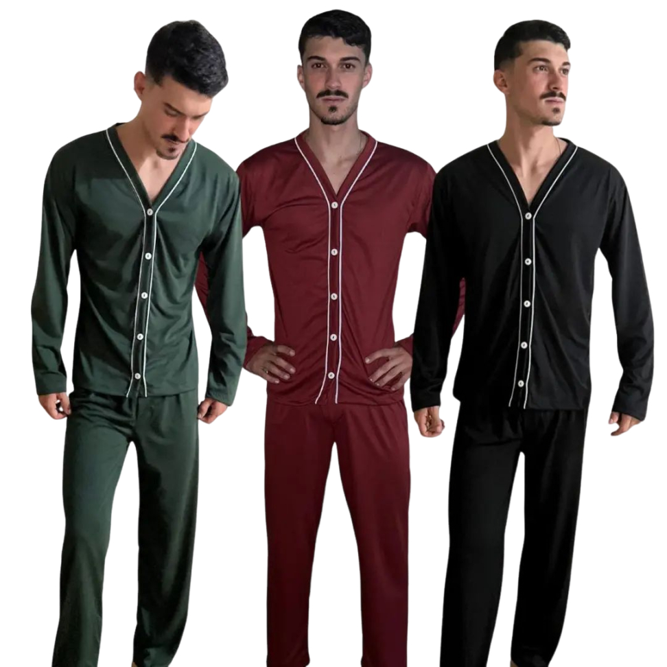 Pijama Longo Masculino Botões