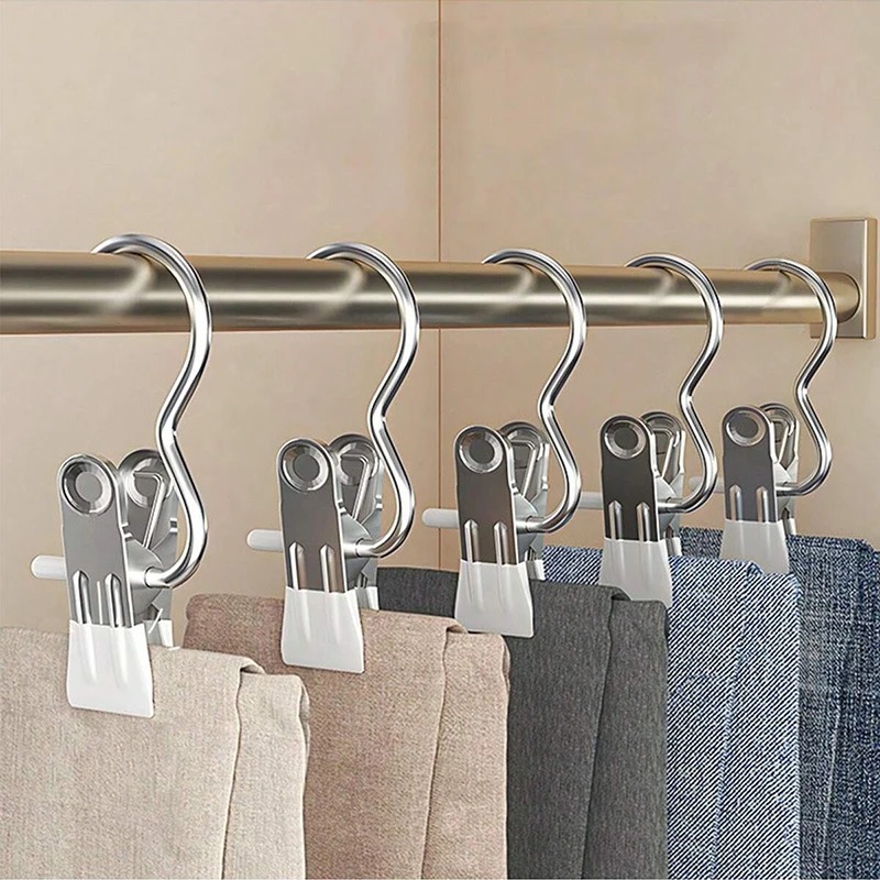 Kit 10-20 Cabide Roupa Ganchos de Calça Jeans Aço Inoxidável