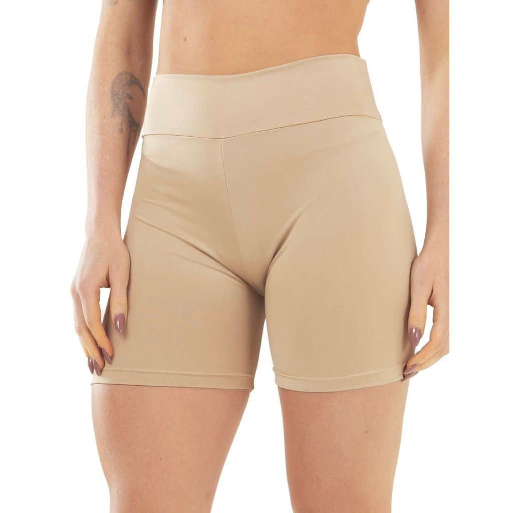 Short Cós Alto Segunda Pele Bermuda Anágua Liso