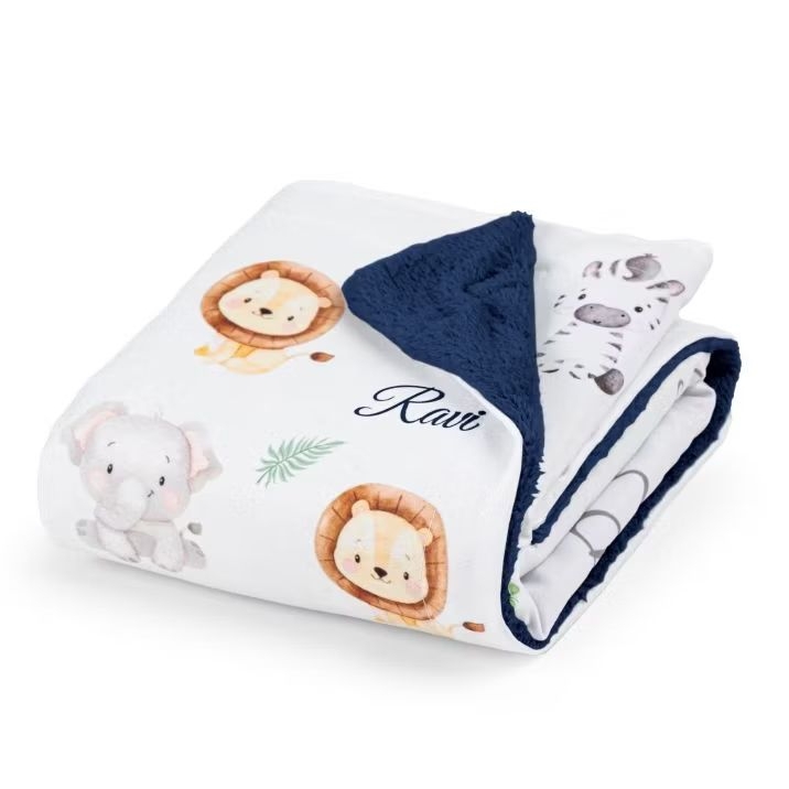 Manta Bebe personalizada,(SEM  BOLINHA) com nome do seu bebê menino e menina.