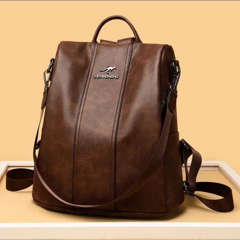 Mochila Bolsa  couro resistente Antifurto viagem escola faculdade com alça lateral