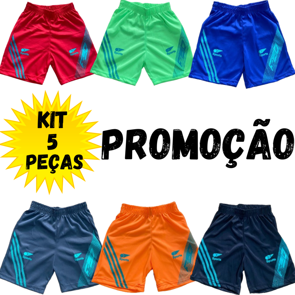 Kit 5 Bermudas Sport Infantil Menino – Conforto e Estilo para o Dia a Dia