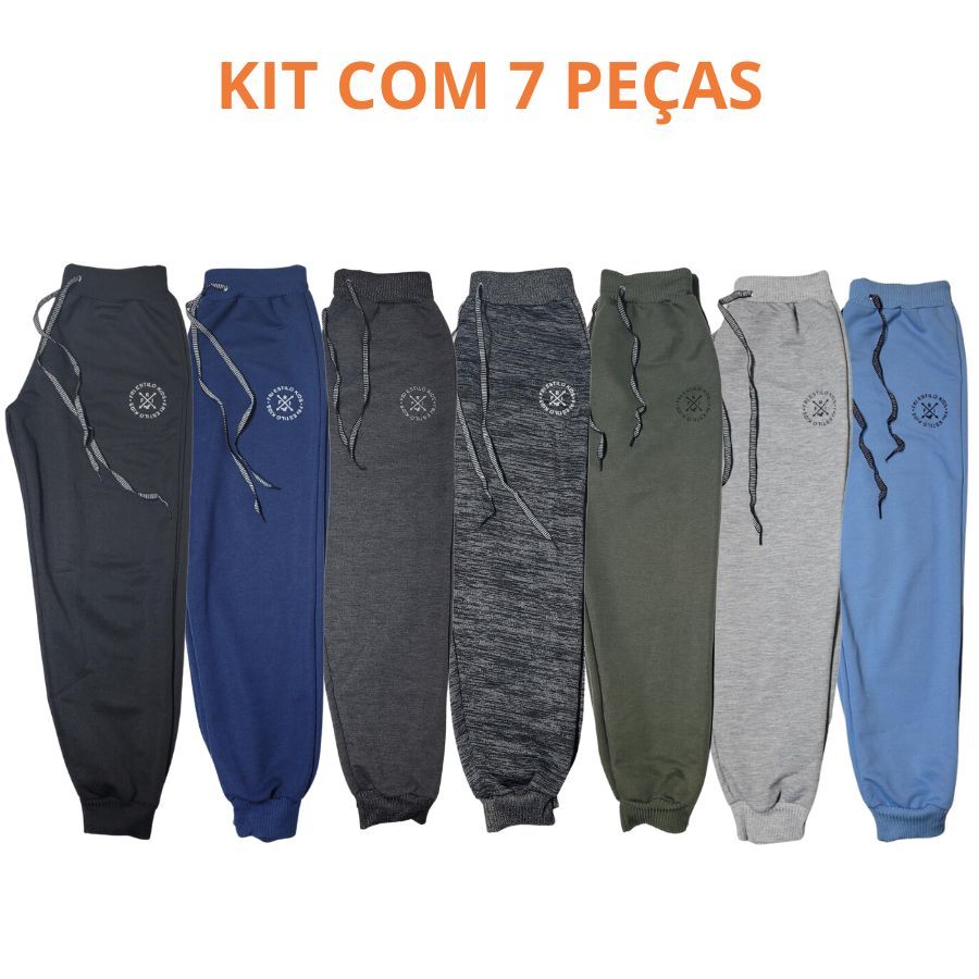Kit 7 Calças Moletom Moletinho Infantil Menino Inverno