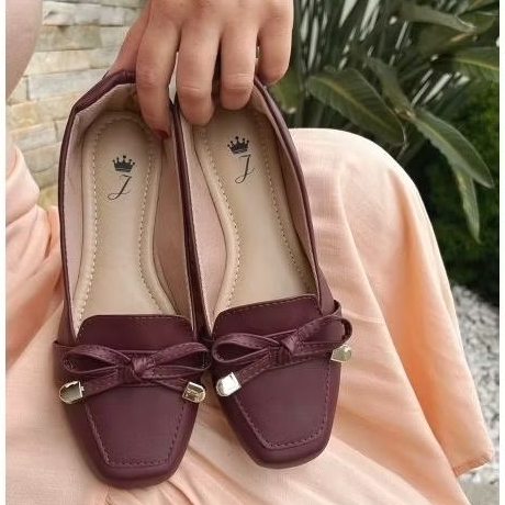 Mocassim Feminino Vermelho Marsala Sapatilha Lacinho Feminina Casual Sapato Confortavel Lançamento.