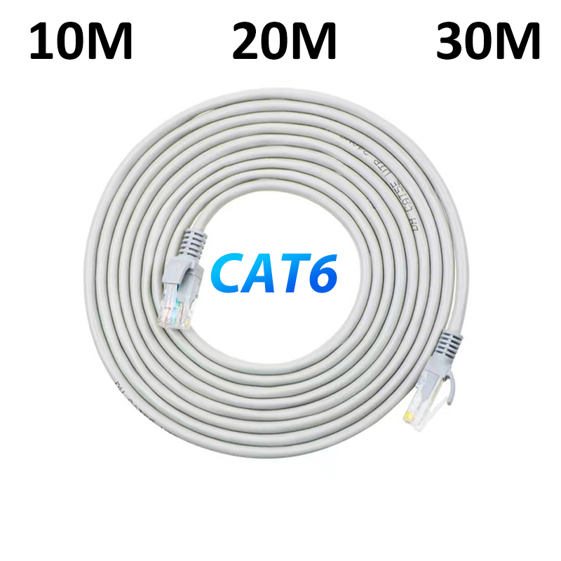 Cabo de Rede RJ45 Cat6 Alta Velocidade para Internet - Disponível em 10M 20M 30M (Interno/Externo)